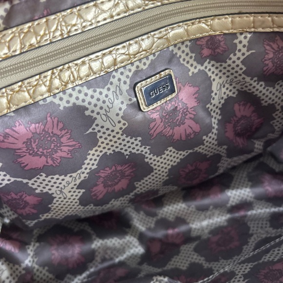 GUESS Metallic Pink and Brown Croc Shoulder Bag - Picture 11 of 14